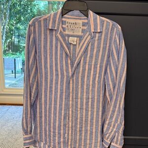 Frank & Eileen Women’s  Casual Blue and Pink Striped Shirt